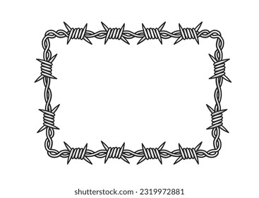 Rectangular shape frame from twisted barbwire vector illustration