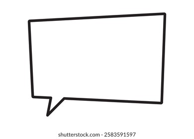 Rectangular shape speech bubble. Rectangular text frame in line style.