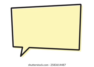 Rectangular shape speech bubble with yellow background. Rectangular text frame in line style.