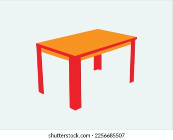 Rectangular shaped table used to place at living rooms long low made of wooden material, raster illustration isolated on white background, Beautiful table wood, Wooden table isolated illustration