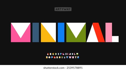 Rectangular shapes alphabet, colorful modular letter, geometric blocky font for creative headlines, art logotype, mosaic inspired title, playful funky branding. Decorative typography. Vector typeset