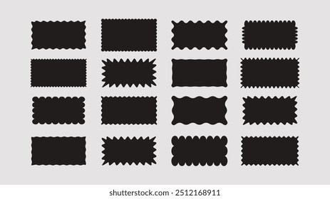 Formas retangulares com bordas onduladas, adesivo na moda