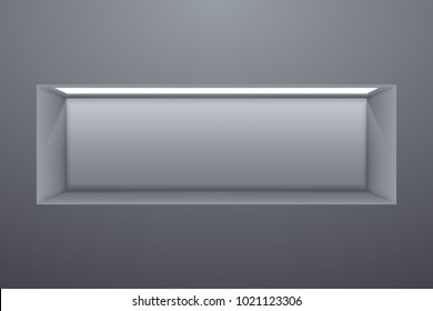 Rectangular shelf with illumination inside the wall vector background