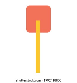 Rectangular shovel on an isolated white background. Construction or renovation. Construction tools as a design element or logo. Vector illustration.