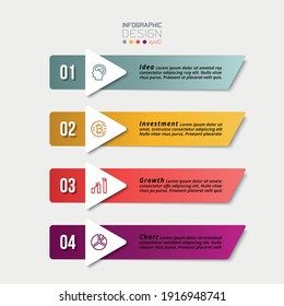 Rectangular sign 5 work steps for planning work in a business or organization. vector infographic.