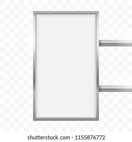 Rectangular signage light box signboard. Vector vertical rectangle lightbox sign box mockup for logo template. Cafe, restaurant outdoor mock up on transparent background