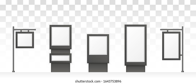 Rectangular signage light box signboard. Digital signage isolated on white background. Mockup to advertising. Vector illustration, EPS 10.