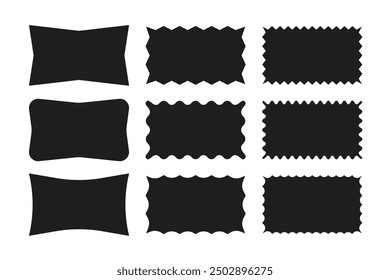 Rectangular silhouette text boxes with wavy and zigzag edges set