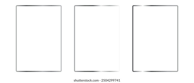 Marco de plata rectangular aislado sobre fondo transparente, diseño de borde gris brillante de lujo para invitación, postal, tarjeta, PNG, corte