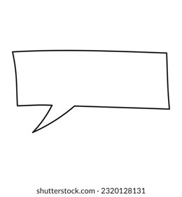 Rectangular Speech Bubble. Hand Drawn Comics Illustration