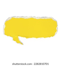 rectangular speech bubbles from torn yellow paper, torn paper for thought communication