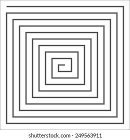 Rectangular spiral with a constant pitch winding. Template for flat horizontal springs. Element of vector pattern for background generation.