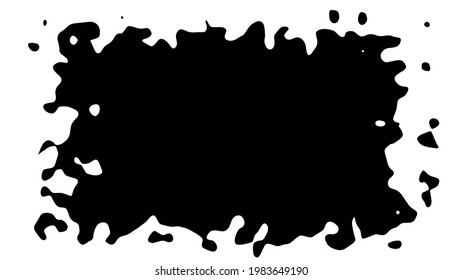 Rectangular spot with uneven edges. Vector design element, black liquid shape isolated on white background.