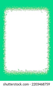 Rectangular spot of white paint. Blots vertical framework. White snow on a green background. Vector illustration