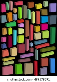 rectangular square 3d shapes in multiple color on black