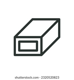 Rectangular steel tube isolated icon, rectangular metal pipe vector icon with editable stroke