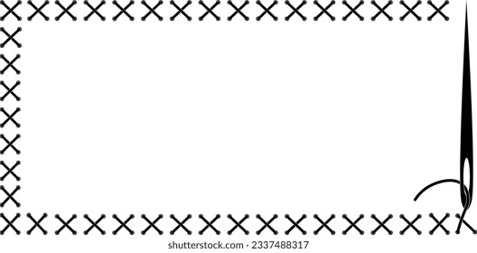 rectangular stitches and needle frame with copy space