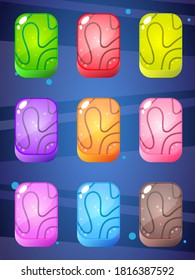 Rectangular stones in many colors design shiny and bright for puzzle game. Vector illustration.