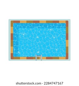 Rectangular swimming pool with blue water top view flat vector illustration