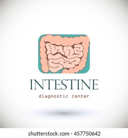 Rectangular symbol intestine medical logo vector illustration