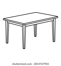 Rectangular table outline drawing standing on a clean white background