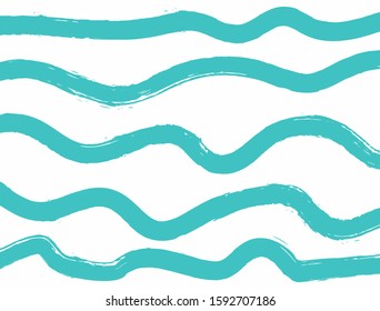 Rectangular template with wavy lines drawn with watercolor brush. Grunge, sketch, paint. Vector illustration.