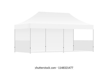 Rectangular tent mock up - half side view. Vector illustration