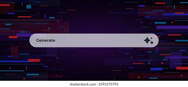 A rectangular text box featuring a generate button, surrounded by colorful lines and rectangles.