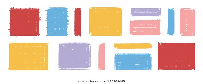 rectangular texture shapes rough edges set. graphic element borders and frames. Vector illustration