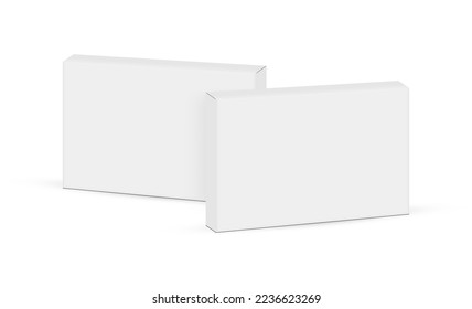 Rectangular Thin Medical Packaging Boxes, Side View, Isolated on White Background. Vector Illustration