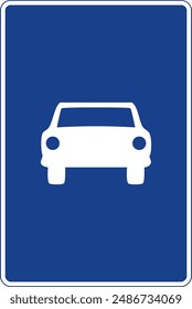 Rectangular traffic signal in blue and white, isolated on white background. Road for cars start sign