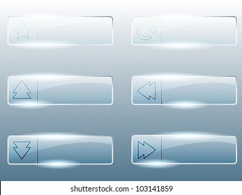 Rectangular transparent glass buttons (eps10); jpg version also available