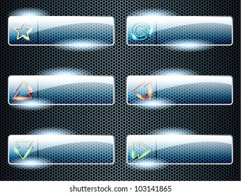 Rectangular transparent glass buttons (eps10); jpg version also available