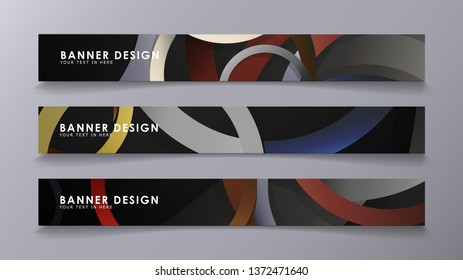 Rectangular vector banners against the background of stacked rings. composition of stone and brick colors