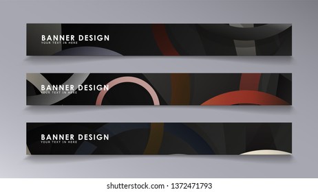 Rectangular vector banners against the background of stacked rings. composition of stone and brick colors