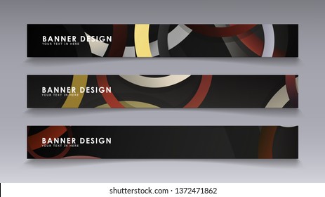 Rectangular vector banners against the background of stacked rings. composition of stone and brick colors