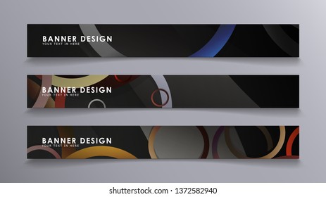 Rectangular vector banners against the background of stacked rings. composition of stone and brick colors