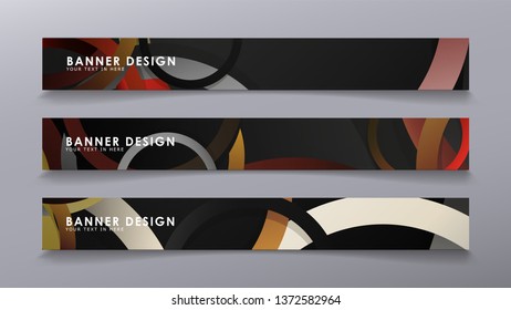 Rectangular vector banners against the background of stacked rings. composition of stone and brick colors