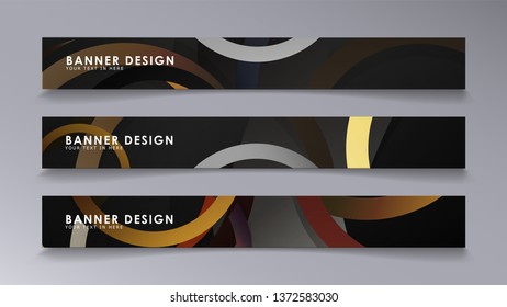 Rectangular vector banners against the background of stacked rings. composition of stone and brick colors
