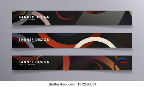 Rectangular vector banners against the background of stacked rings. composition of stone and brick colors