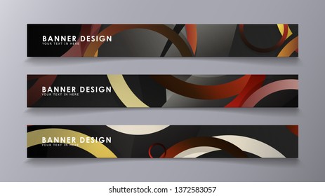 Rectangular vector banners against the background of stacked rings. composition of stone and brick colors