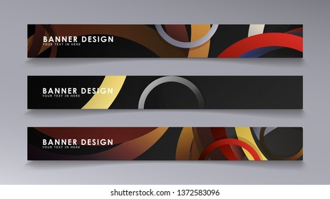 Rectangular vector banners against the background of stacked rings. composition of stone and brick colors