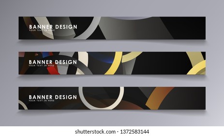 Rectangular vector banners against the background of stacked rings. composition of stone and brick colors