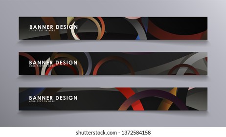 Rectangular vector banners against the background of stacked rings. composition of stone and brick colors