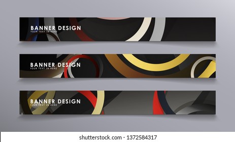 Rectangular vector banners against the background of stacked rings. composition of stone and brick colors