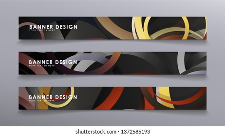 Rectangular vector banners against the background of stacked rings. composition of stone and brick colors