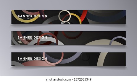 Rectangular vector banners against the background of stacked rings. composition of stone and brick colors