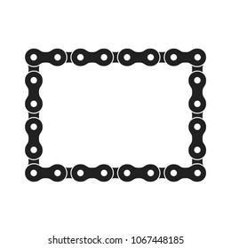 Rectangular Vector Frame Made Of Bike Or Bicycle Chain. Monochrome Black Bike Chain. Blank Bike Chain Square Frame.