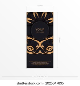 Rectangular Vector postcards in dark colors with abstract patterns. Invitation card design with vintage ornament.