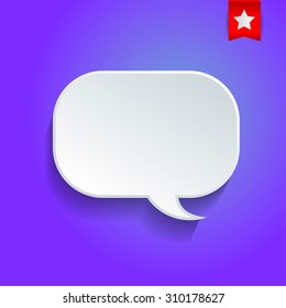 Rectangular vector speech bubble on the navy blue background. 